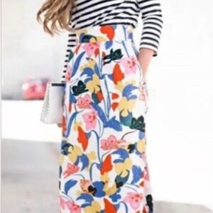 NWT J. Crew Floral Maxi Skirt - Multicolor în abstract floral pattern. Size 8.